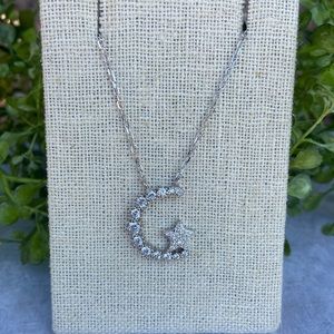 CZ star moon necklace